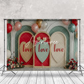Aperturee - Red Arch Love Balloons Valentines Day Photo Backdrop